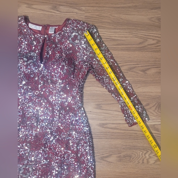 Sequined and Beaded Embellished Burgundy Minidress by Scala - Picture 11 of 11